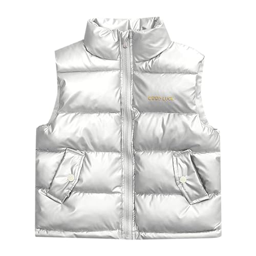 Kids Boys Girls Winter Warm Down Padded Vest Hooded Zip Sleeveless Jacket Winter Coat Cute Puff Lined Gilet