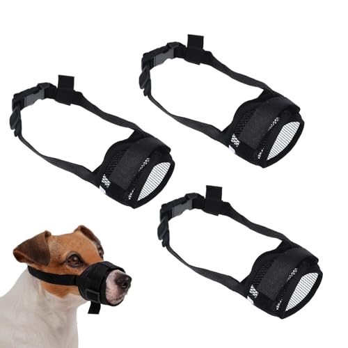 3 Stück Maulkorb Kleine Hunde Schwarzer mit Klettverschluss, Verstellbarer Giftköderschutz Hund zum Verhindern von Beißen, Bellen und Kauen für Hundemaulkorb für Kleine Hunde(Klein)