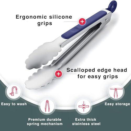 Image of Kitchen Expert Silicone Tong for Air Fryer | for Kitchen Use | Tong for Serving | BBQ | Pakkad /Chimta | Cooking Utensils