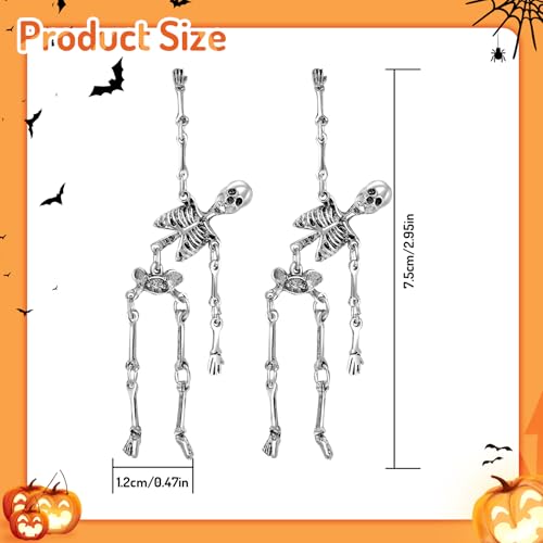 Halloween Earrings Skeleton Skull Earrings for Women Punk Gothic for Halloween Party Cosplay Jewelry (Skeleton-D)4