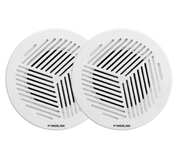 Powerlink 5-Inch 6-Watt Wired in Flush Mount Ceiling Speakers for Office, Kitchen, Home Theater, Covered Porches (Pack of 2, ABS Plastic Grill)(with LMT)