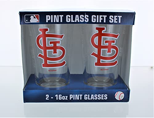 Boelter Brands St. Louis Cardinals Glass Pint Satin Etch 2 Piece Set, One Size (Pack of 2), Clear