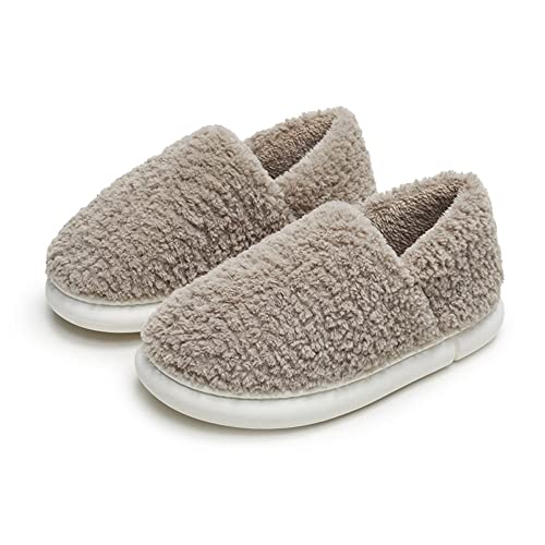 Hausschuhe mit Absatz, Hausschuhe Damen Winter, Bequem Plüsch Schlappen Rutschfest Flauschige Pantoffeln Bequeme mit Weichem Frauen Fluffy Flache Slipper Indoor Outdoor Cover