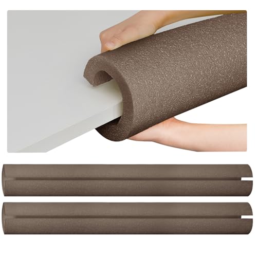 Hanaive 2 Pcs 40 Inch x 4.1 Inch Jumbo Foam Pool Noodles Pipe Insulation Tube Large Swimming Swim Hollow Noodle Bulk for Floating Craft Projects Pre Slit Clamp Protection Padding Bumper (Brown)
