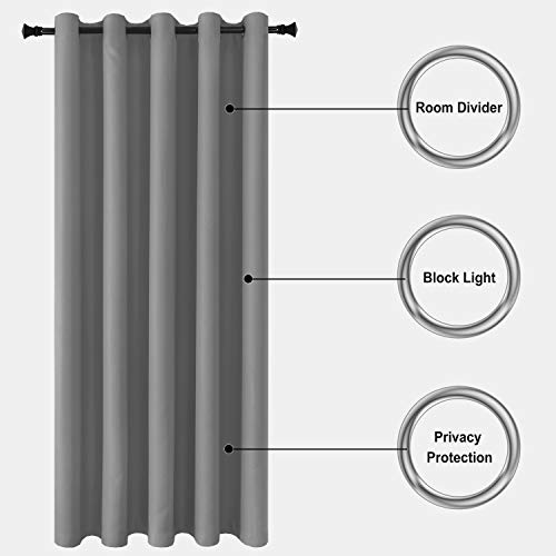 Image of DWCN Patio Sliding Door Curtains - Extra Wide Curtains for Glass Door, Room Divider Blackout Thermal Curtain Grommet Panel with Grommet Top for Bedroom Partition, 6.7ft Wide x 7ft Tall, Light Grey