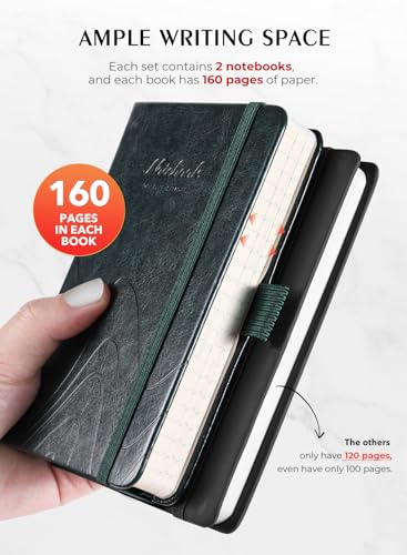 AISBUGUR Pocket Notebook, Small Notebook, 2-Pack Total 320 Pages,3.7" x 5.7" Pocket Notebook (2 Pack, dark green)