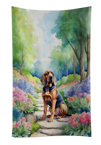 Caroline's Treasures Bloodhound Spring Path Kitchen Towel Dish Cloths Guest Hand Towel Decorative Bathroom Towel for Face,Tea, Dishcloth, Kitchen and Bath