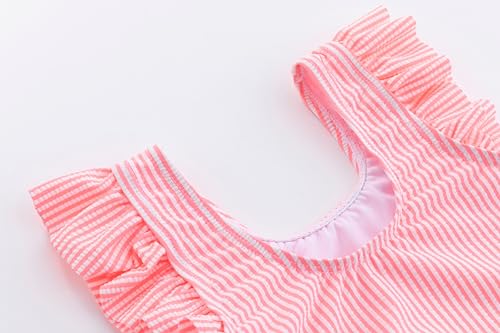 LIZENS Girls Two-Piece Set Sweet Striped Ruffles Swimsuit Breathable Quick-Dry for Kids 2-12 Years3