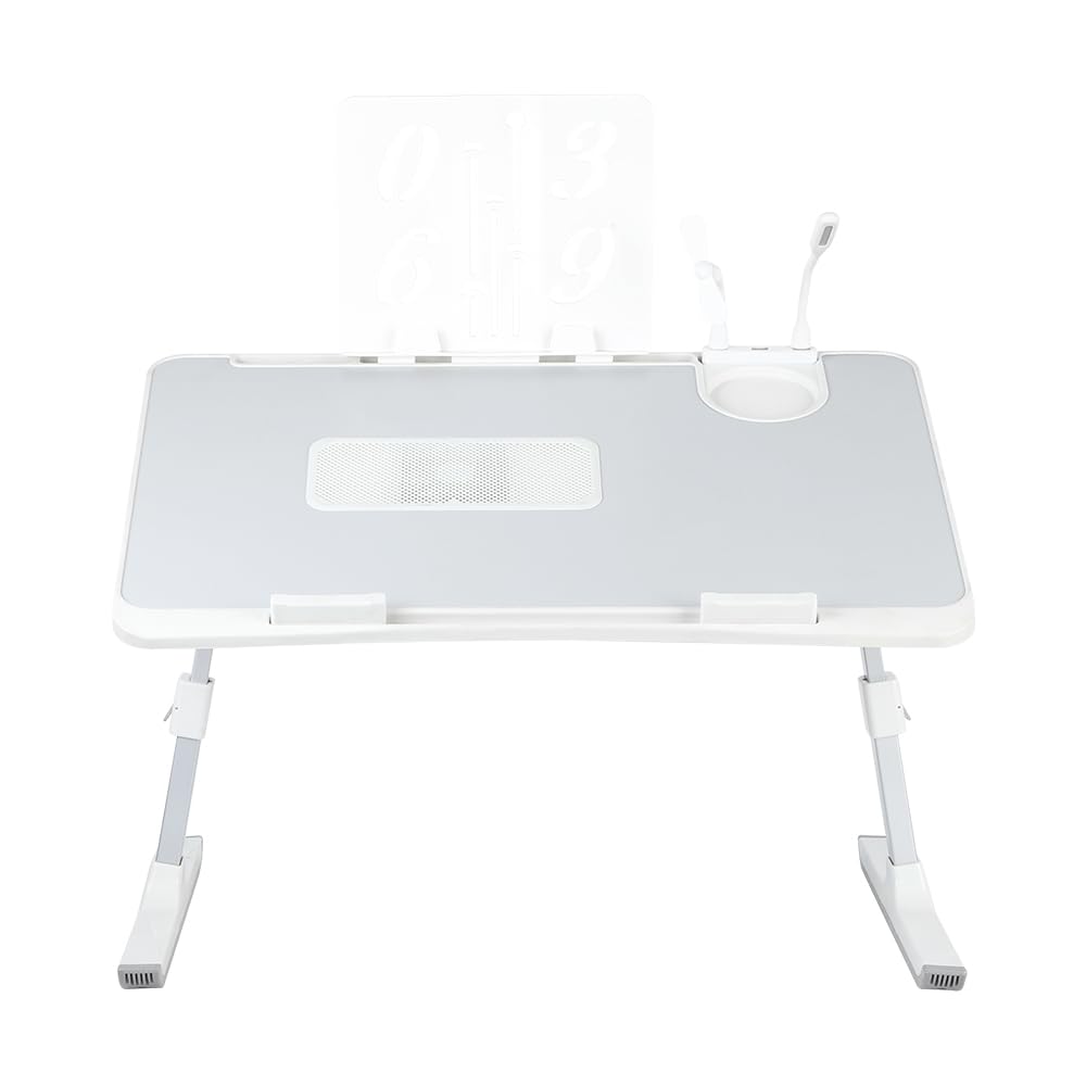 Huole - Mesa de cama, con 5 ángulos ajustables, para sofá, estudio, lectura y escritura, para ordenadores portátiles de hasta 17 pulgadas, Lapdesk plegable, -60 x 40 x 26 – 39 cm, color gris