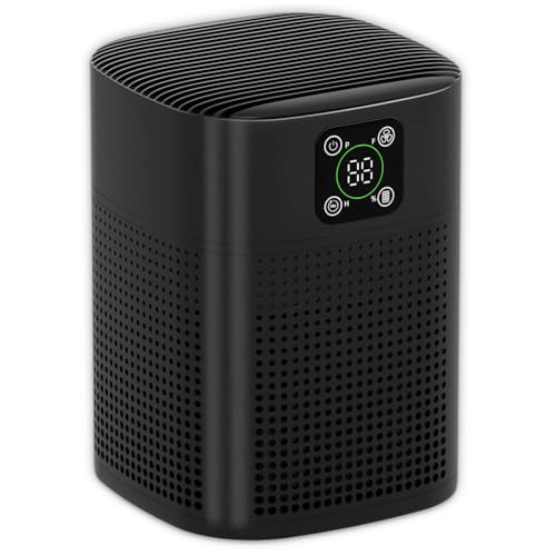 HY1800 Pro Air Purifier for bedroom, for Home Large Room 1080 sqft with 360°Air Inlet, 3 Speeds, 9 timer, Energy Saving 12W for Home, Office, Living Room for Smoke Pollen Pet Dander Odor Black