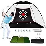 Galileo Golf Net Training Aids Hitting Practice Training Nets for Backyard Driving Range Indoor Use Golf Cage Tent Swing Training Aid with Target 10'x6.5'x6'