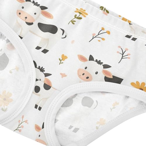 Wusikd Cartoon Cow Daisy Girls' Underwear Cotton Cute Girls Briefs Soft Toddler Underwear 2T4