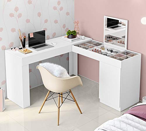 Escrivaninha com Penteadeira De Canto Star Branca