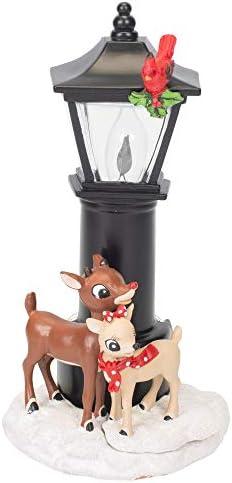 Rudolph and Clarice By Lamppost 7.25 Inch Resin Stone Flickering Night Light image 4