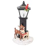 Rudolph and Clarice By Lamppost 7.25 Inch Resin Stone Flickering Night Light