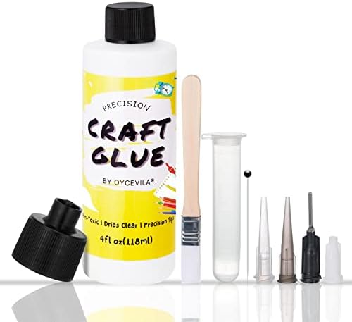 4 Ounces Craft Glue Quick Dry Clear, Precision Craft Glue with 4 Pcs Tips, Anti-Wrinkle Crafting Glue, Craft Glue Bottles with Fine Tip Perfect for Paper Crafts, Card Making and More