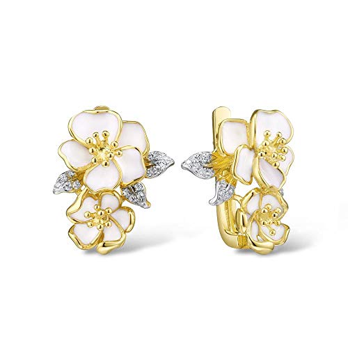 Boucles d'oreilles orchidée blanche en nacre pour femme élégante