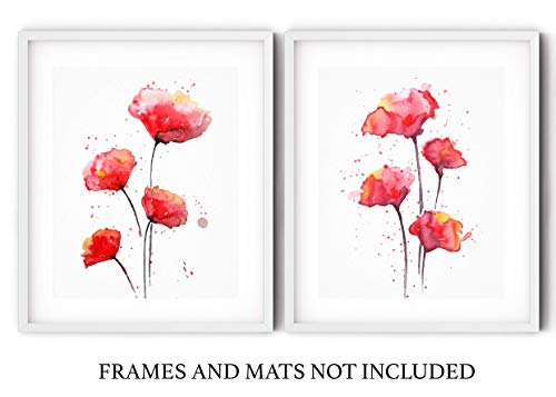Sage Light Design Co Red Poppies Watercolor Wall Art Print Set | Set Of Two 8 X10 Unframed Abstract Poppy Prints thumb #2