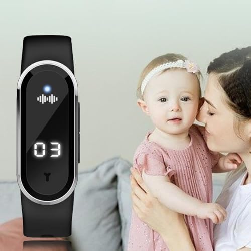 Buzz Defense Bracelet, Rechargeable Waterproof Adjustable Wristband with 3 Adjustable Modes, Digital Light Display for Outdoor Travel & Night Rest, Silent Long-Lasting Protection (Black) - 1