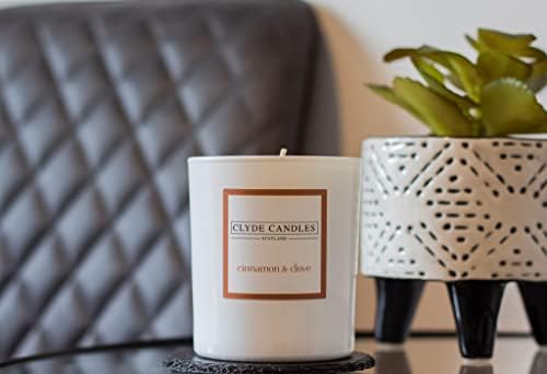 Cinnamon and Clove Natural Soy Scented Candle Gift Box Luxury White Glass- Clyde Candles