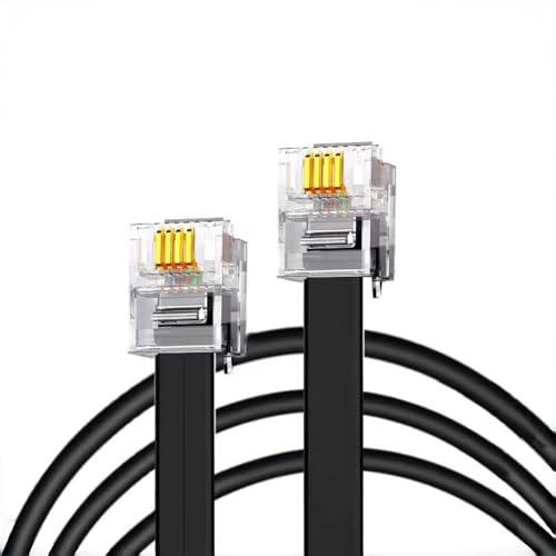 VGGUBKZ 15ft Telephone Cord, Extra Long Phone Cable with RJ11 Modular Plugs, Compatible with Home Office Phone, Modem, Fax Machine, DSL Line, Black