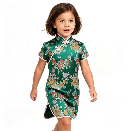 Floral Girl Qipao Dress Girls Cheongsam Dresses Chinese Traditional Clothes