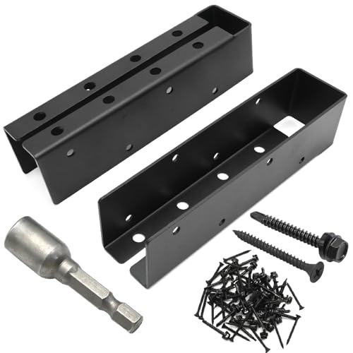ZUDKSUY 4Pcs Concealed Wood Post Connector Brackets, 2'' x 8'' Concealed Joist Hanger Joist Bracket Framing Bracket for Beam Swing Handrail Fence