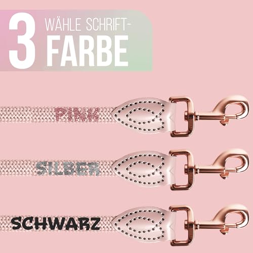 Personalisierte Hundeleine 1,2 m oder 1,7 m Länge (leicht dehnbar) extrem hochwertig verarbeitet | Tauleine für Hunde | Führleine mit Namen (Mauve, 120 cm)