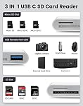 USB C SD Lecteur de cartes, Oyuiasle USB C à SD Carte pour iPhone 15 16/iPad/Mac/Laptop, Adaptateur carte mémoire USB-C/Type C pour iMac, iPad Pro Air Mini, MacBook Pro Air,Galaxy, MicroSD/SD
