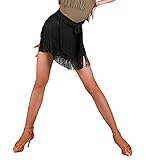 Womens Multi Layers Fringe Latin Mambo Paso Doble Quickstep Rumba Tie Wrap Over Around Dance Skirt...