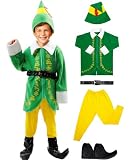 VeMee Elf Costume For Kids 5 PCS, Kids Elf Costume Christmas, Elf Costume For Boys Green, Elf Costume Kids Boys