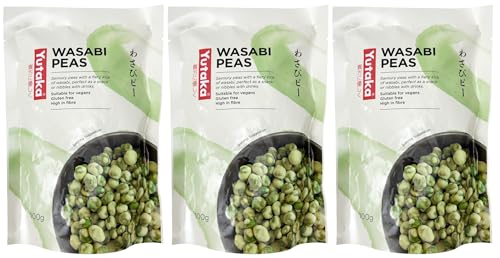 Yutaka - Wasabi Peas 100g (Pack of 3) - Spicy Crunchy Japanese Snack - Fiery Wasabi Heat with Natural Sweetness - Vegan & Gluten-Free - High Fibre Perfect for Snacking & Party Nibbles