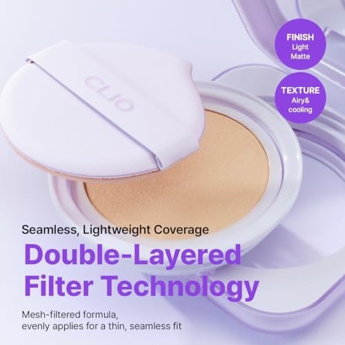 Image of CLIO Kill Cover Mesh Blur Cushion Foundation, Flawless Full Coverage, Pore Blurring Semi-Matte Finish, Lightweight, Oil-Control for Oily & Sensitive Skin, Korean Foundation (19C LIGHT)