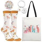 Llama Gifts for Women,4pcs Gift Set for Llama Lovers,Birthday Present With Funny Socks For Friends, Mom, Sister, Wife,Aunt