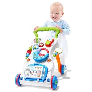 Aolso Lauflernwagen, Baby Spiel und Laufwagen mit regulierbarer Geschwindigkeit, Baby Walker Gehhilfe Abnehmbarem Spielboard, Lauflernwagen