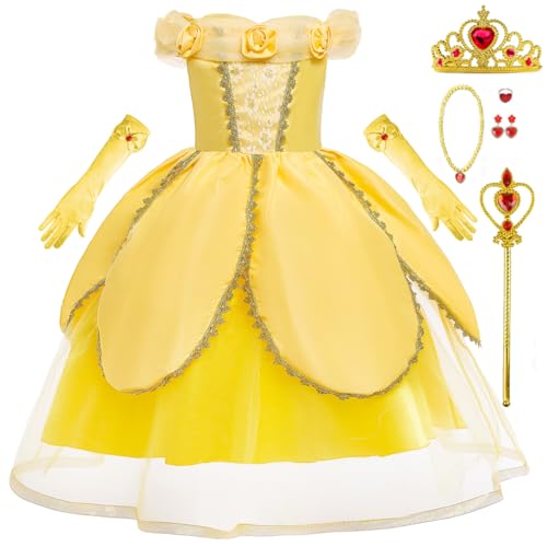 Disfraz completo de princesa amarillo para niñas miniatura 1