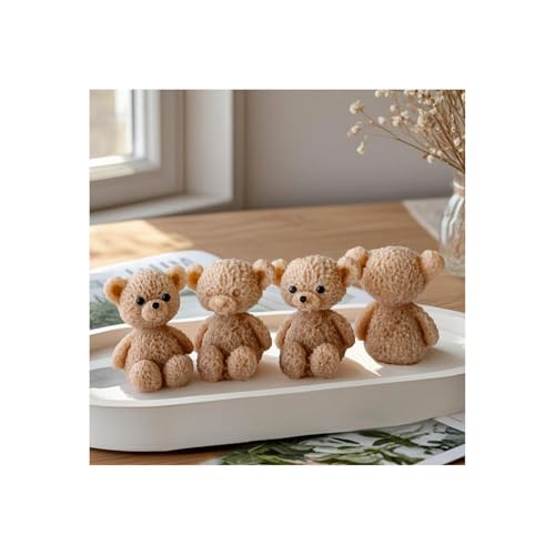 SENCCO Silicone Candle Molds 3D Charming Bear Scented Candle Mold Cozy Atmosphere Design Odorless BPA Free Cute Animal Silicone Molds for Candle Making DIY Resin Wax Soap Chocolate Etc