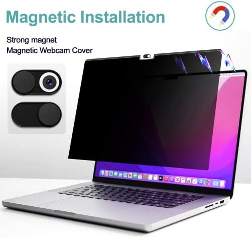 IPROKKO Privacy Screen MacBook Pro 16 Inch 2021, Magnetic Removable Anti Blue Light Glare Privacy Filter Compatible with Mac Pro 16.2 inch M1 2021 (A2485), Mac 16in Laptop Screen Protector