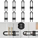 8 Pack Child Safety Sliding Cabinet Locks, Adjustable U-Shaped Child Proof Sliding Cabinet Door Code Locks 3 Digit Password, Reusable Baby Safety Cupboard Locks for Knob Handle Drawers Closet(Black)