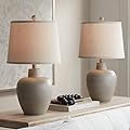 Regency Hill Emeril 23 1/2" High Urn Small Southwest Accent Table Lamps Set of 2 Living Room Bedroom Bedside Nightstand House Office Home Reading Kitchen Entryway Console Family Fabric Shade