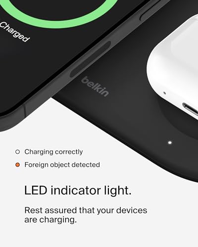 Image of Belkin 3-in-1 MagSafe-Compatible Wireless Charging Pad with Qi2 15W - iPhone Charger - Fast Charging Wireless Charging Station for iPhone 16, 15, & 14 Series, AirPods, Apple Watch, & More - Black