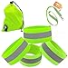 Reflective Bands Reflector Running Gear - Adjustable Reflective Armband Arm Wrist Ankle Leg band - Reflective Tape Strap for Clothing Biking and Safety Night Walking for Men and Woman (4 Bands, Green)