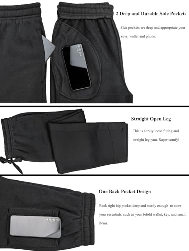 Fleece Lined Mens Sweatpant Basic Baggy Athletic Running Drawstring Open Bottom Workout Active Sweat Pants3