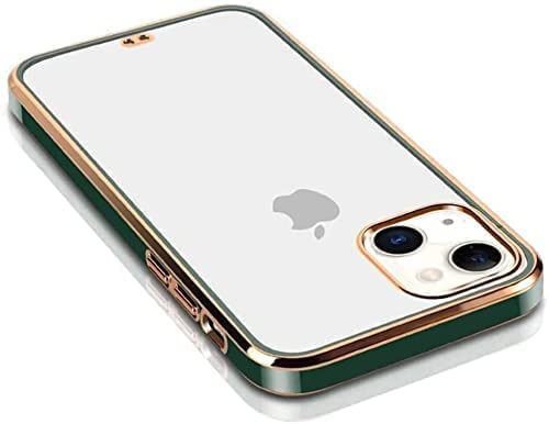 Image of MIDOS Back Cover Compatible with iPhone 14 Chrome Case Soft Silicone Transparent Electroplated Cover for iPhone 14 (Dark Green)
