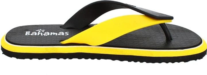 Image of Men's Flip Flops, Yellow and Black Graphic Print, Casual Summer Footwear