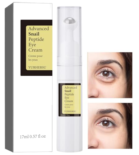ELCHHIRSCH Snail Peptide Under Eye Cream with 73% Snail Mucin & 2% Nicotinamide for Dark Circles, Puffiness & Wrinkles, with 360° Massaging Roller Ball, 0.57 fl oz