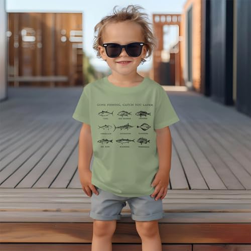 Ritatte Toddler Boy Gone Fishing Shirt Funny Fish Graphic Letter T-Shirt Kids Cute Farm Summer Short Sleeve Tees Tops2