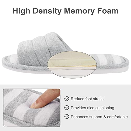 Shevalues Women's Soft Indoor Slippers Open Toe Cotton Memory Foam Slip On Home Shoes House Slippers, Grey 250 #TOP3