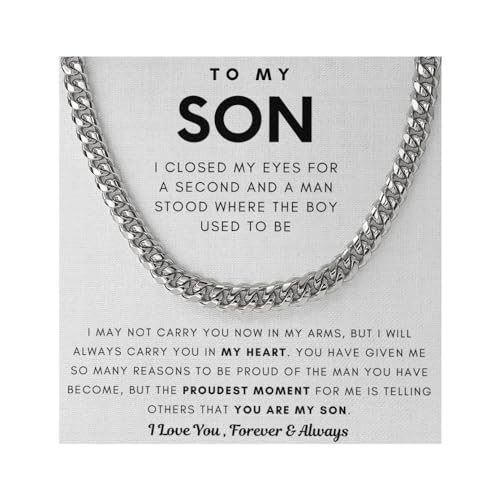 Jewelry To My Son, You Made Me Proud, Cuban Chain, Length Adjustable, Father Son Gift, Dad to Son Gift