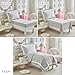 Shxime 4 Pieces Double Layer Toddler Bedding Set - Light Grey& White Ruffle Fringe 4 Pieces Toddler Bed Set - 1 Comforter 1 Fitted Sheet 1 Flat Sheet 1 Pillowcase for Baby Boys and Girls Light Grey